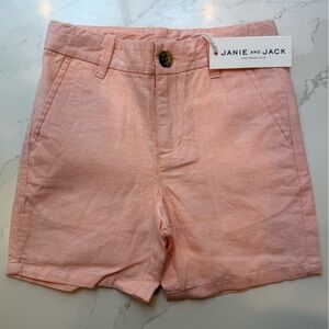 Janie and Jack Boys Linen Shorts NWT coral 3T